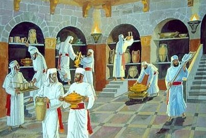 I sacerdoti si affrettavano a preparare sé stessi e gli utensili richiesti per eseguire i rispettivi compiti