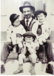 Los Angeles, circa 1920. Harry S. Horton, padre dell’autore del presente articolo, coi suoi figli all’epoca in cui guidava la Upper Room Mission. Stanley M. Horton è il bimbo seduto al centro.